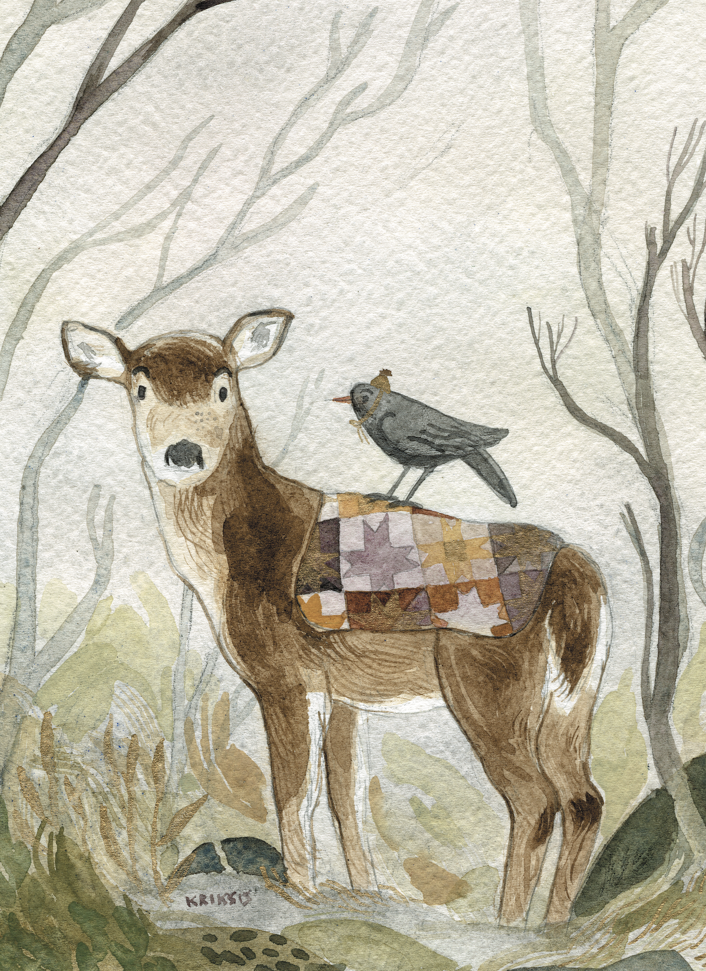 PRE-ORDER Festive Deer greetings card A6